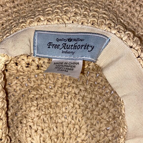 Free Authority Women's Cream Beaded 100% Paper Straw Sun Hat OS - Picture 6 of 6